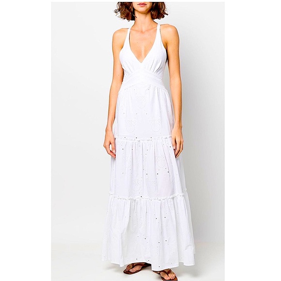 PINKO Maxi White Summer Dress 100% Cotton NEW - Picture 1 of 7
